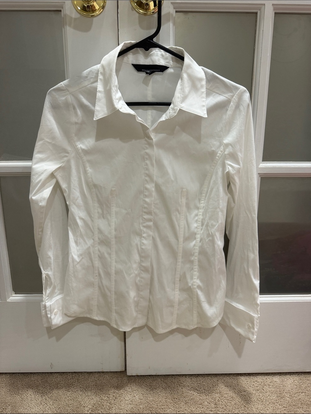 White House Black Market White Fitted Button-Down Blouse
